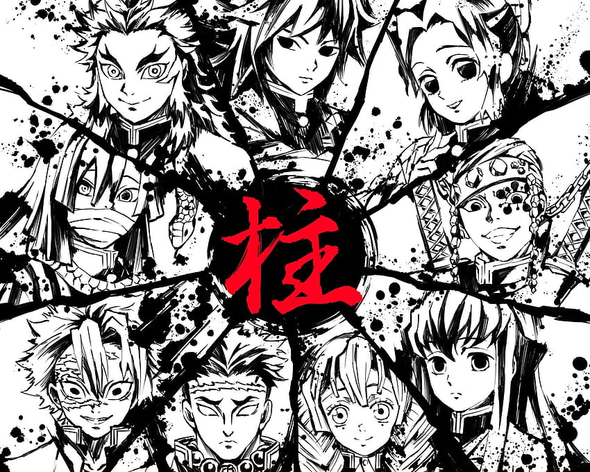 Demon Slayer Manga Panels Hintergrund und YL Computing, Demon Slayer Schwarzweiß HD-Hintergrundbild